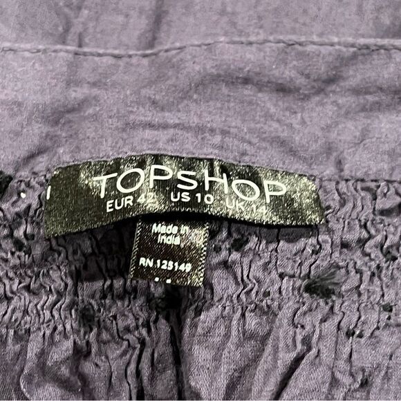 Topshop Lightweight Blue Embroidered Tassel Tank Top Women’s 10 - Picture 3 of 4